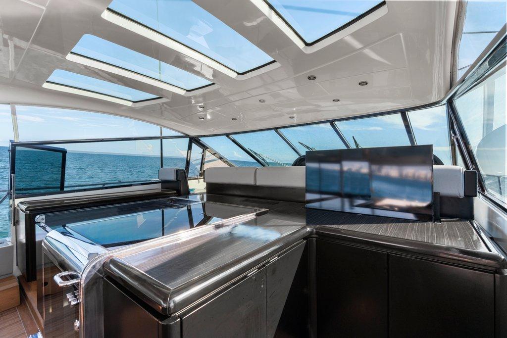 KayDee Mangusta 80 helm bridge private yacht charter Nassau Bahamas